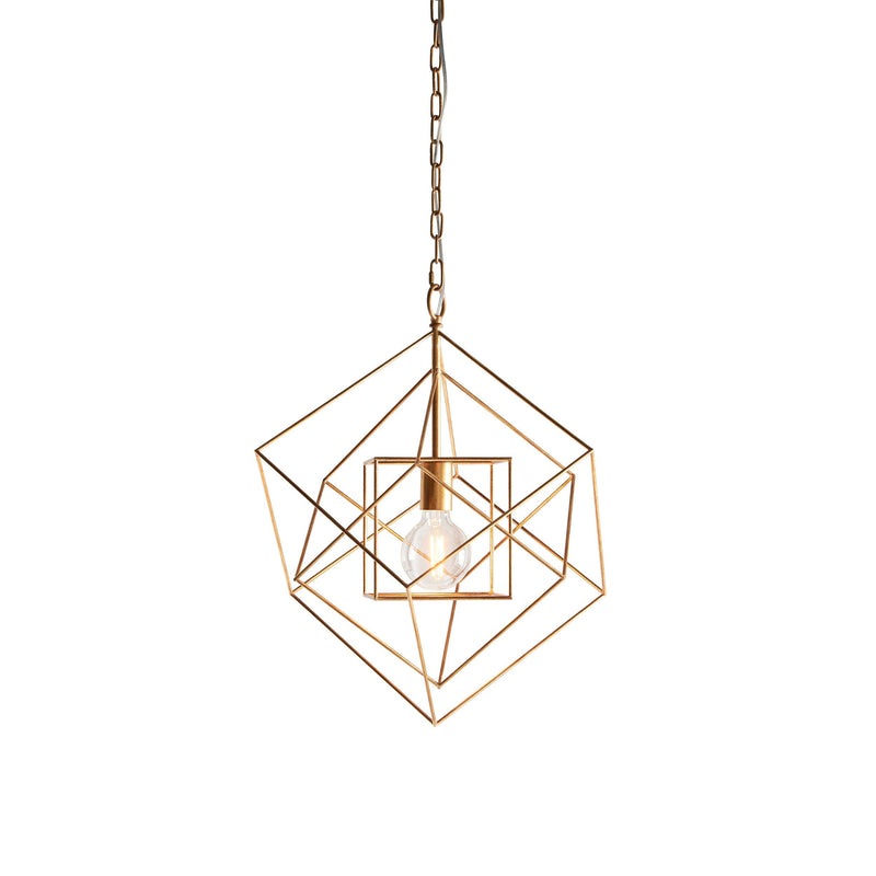 Geometric Gold Leaf Framed Ceiling Pendant Light-Ceiling Pendant Lights-Living Lights-1-Tiffany Lighting Direct