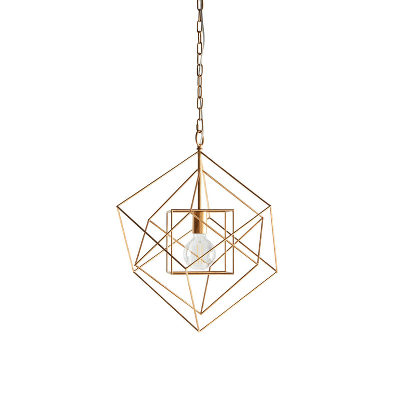 Geometric Gold Leaf Framed Ceiling Pendant Light-Ceiling Pendant Lights-Living Lights-8-Tiffany Lighting Direct