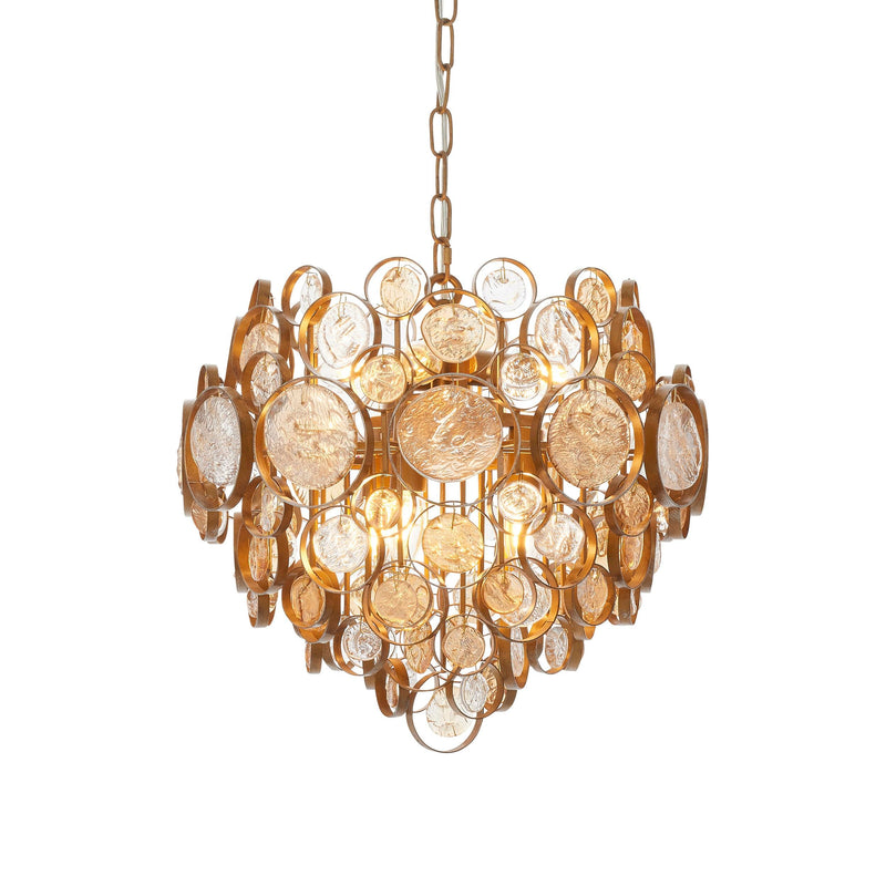 Acton Modern Antique Gold Pendant With Amber Glass Detail-Ceiling Pendant Lights-Living Lights-1-Tiffany Lighting Direct