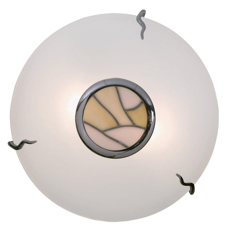 Tiffany Flush Beige & White Glass Ceiling Light