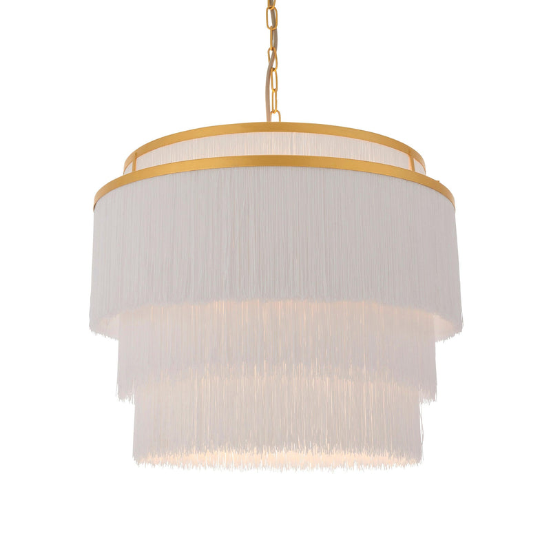 Illinois Large Gold & White Tassels Art Deco Ceiling Pendant-Ceiling Pendant Lights-Living Lights-1-Tiffany Lighting Direct