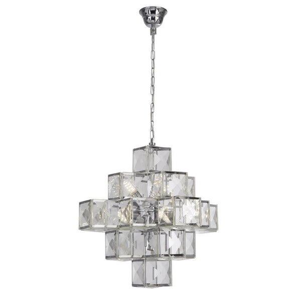 Searchlight Glacier 7 Light Chrome & Acrylic Ceiling Pendant-Ceiling Pendant Lights-Searchlight Lighting-1-Tiffany Lighting Direct