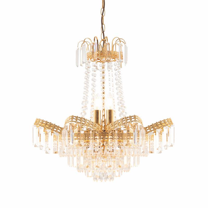 Adagio Clear Faceted Glass & Gold 9 Light Ceiling Pendant-Ceiling Pendant Lights-Endon Lighting-7-Tiffany Lighting Direct