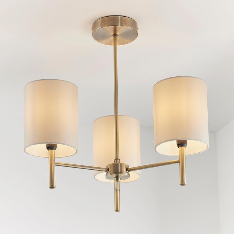 Traditional Flush & Semi Flush Ceiling Lights - Brio 3 Arm Antique Brass Finish Semi Flush Ceiling Light  BRIO-3AB distance