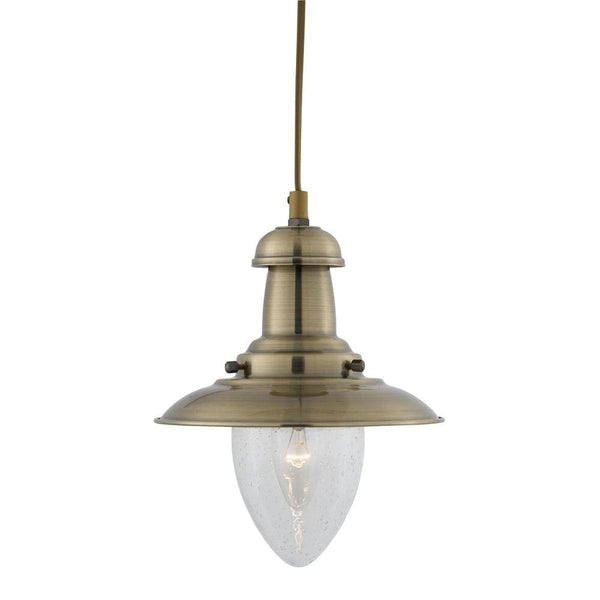 Fisherman Baby Antique Brass Lantern - Clear Glass-Ceiling Pendant Lights-Searchlight Lighting-1-Tiffany Lighting Direct