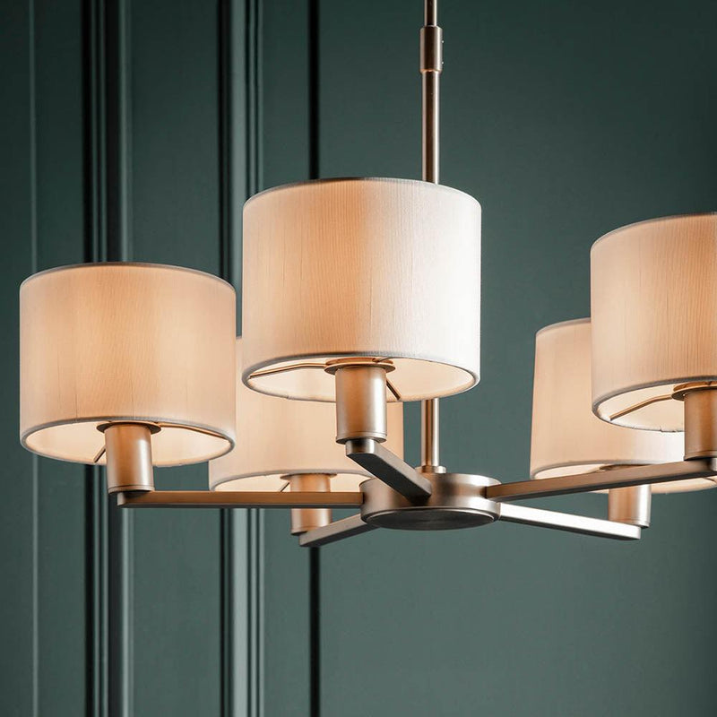 Endon Daley 5 Light Nickel Finish Ceiling Pendant-Ceiling Pendant Lights-Endon Lighting-6-Tiffany Lighting Direct