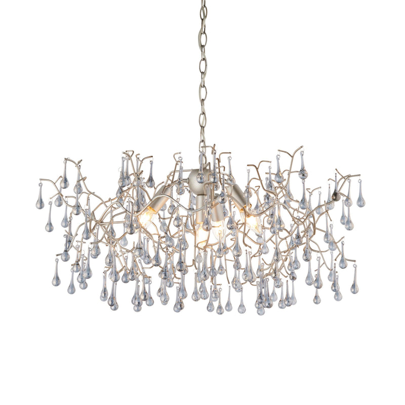 Hampshire 4 Light Silver Pendant With Glass Teardrops-Ceiling Pendant Lights-Living Lights-1-Tiffany Lighting Direct