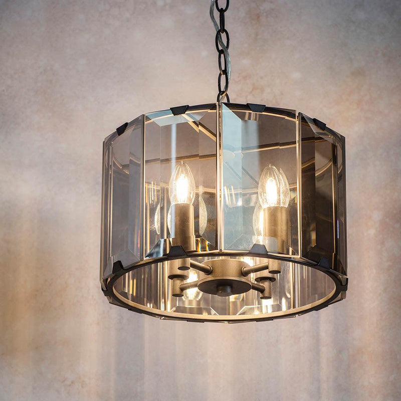 Endon Clooney 4 Light Smoke Glass Panel Ceiling Pendant-Ceiling Pendant Lights-Endon Lighting-1-Tiffany Lighting Direct