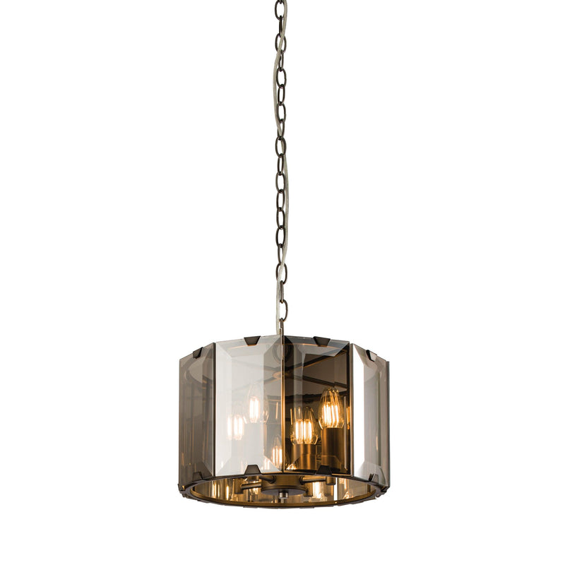 Endon Clooney 4 Light Smoke Glass Panel Ceiling Pendant-Ceiling Pendant Lights-Endon Lighting-2-Tiffany Lighting Direct