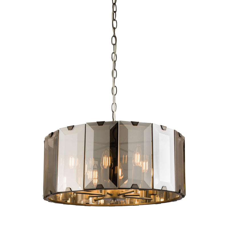 Endon Clooney 8 Light Smoke Glass Panel Ceiling Pendant-Ceiling Pendant Lights-Endon Lighting-2-Tiffany Lighting Direct