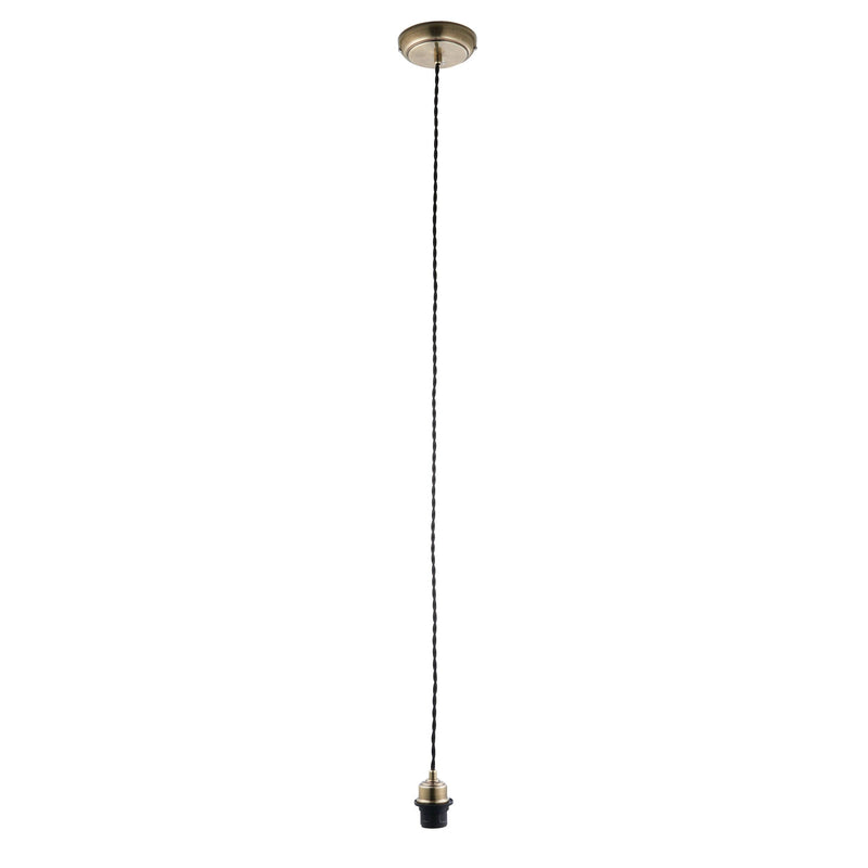 Endon Antique Brass Cable set 1 Light Pendant Ceiling Light-Ceiling Pendant Lights-Endon Lighting-1-Tiffany Lighting Direct