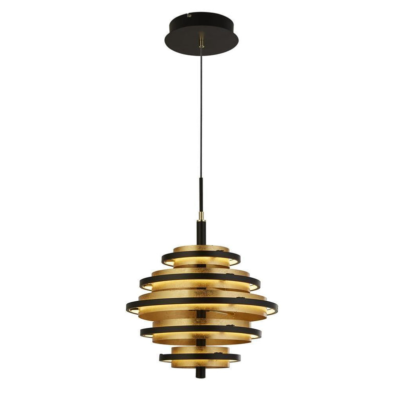 Searchlight Hive Black/Gold Leaf 5 Light LED Ceiling Pendant-Ceiling Pendant Lights-Searchlight Lighting-1-Tiffany Lighting Direct