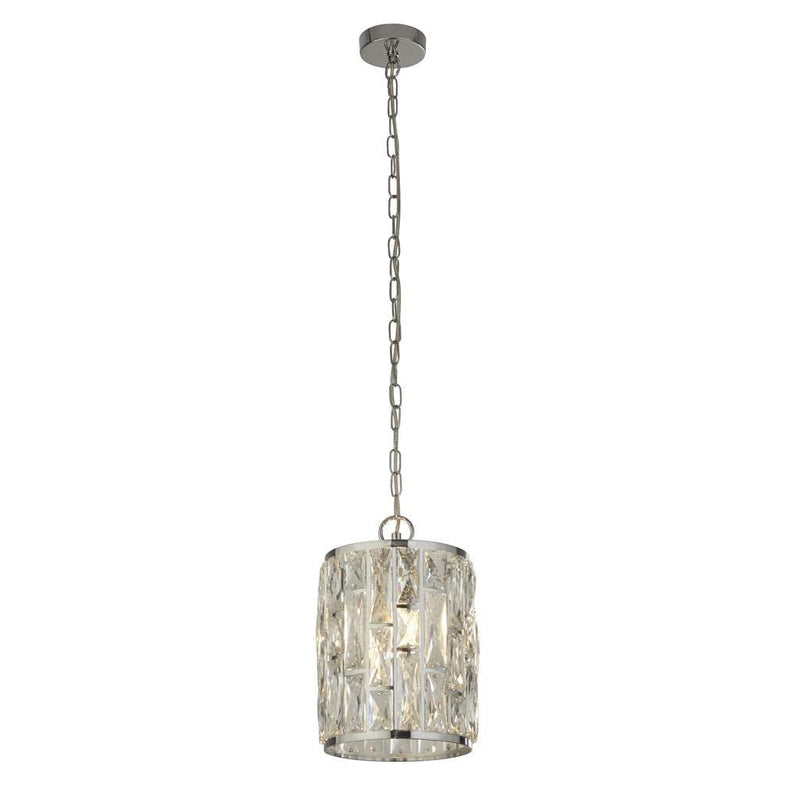 Bijou 1 Light Chrome Pendant - Crystal Glass Searchlight-Ceiling Pendant Lights-Searchlight Lighting-1-Tiffany Lighting Direct