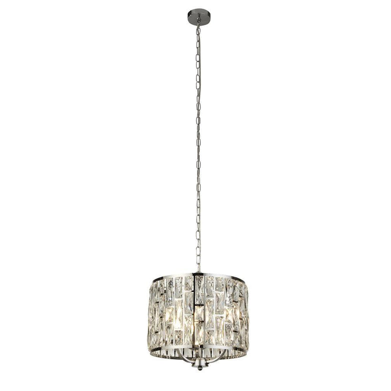 Bijou 3 Light Chrome Ceiling Pendant - Crystal Glass-Ceiling Pendant Lights-Searchlight Lighting-1-Tiffany Lighting Direct