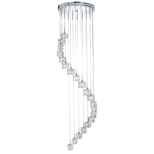 Ice Cube 20 Light LED Multi-Drop Chrome & Glass Pendant-Ceiling Pendant Lights-Searchlight Lighting-1-Tiffany Lighting Direct