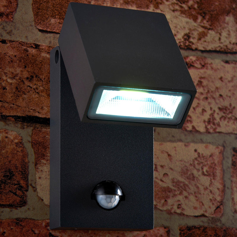 Morti PIR LED Grey Outdoor Wall Light IP44 10W