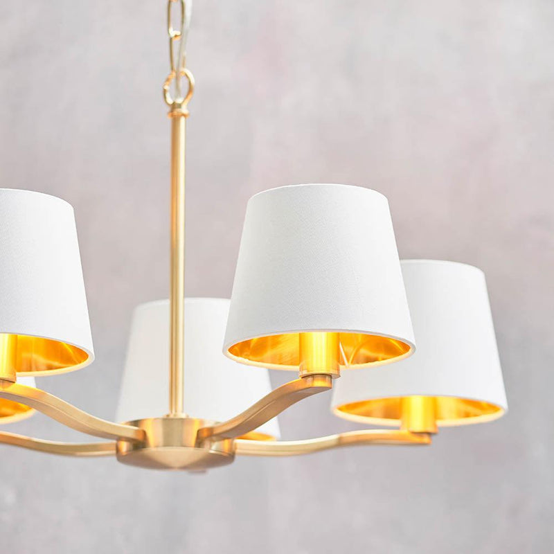 Endon Harvey 5 Light Satin Gold Pendant Ceiling Light-Ceiling Pendant Lights-Endon Lighting-7-Tiffany Lighting Direct