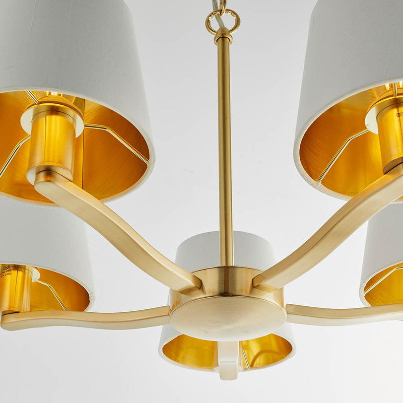 Endon Harvey 5 Light Satin Gold Pendant Ceiling Light-Ceiling Pendant Lights-Endon Lighting-9-Tiffany Lighting Direct