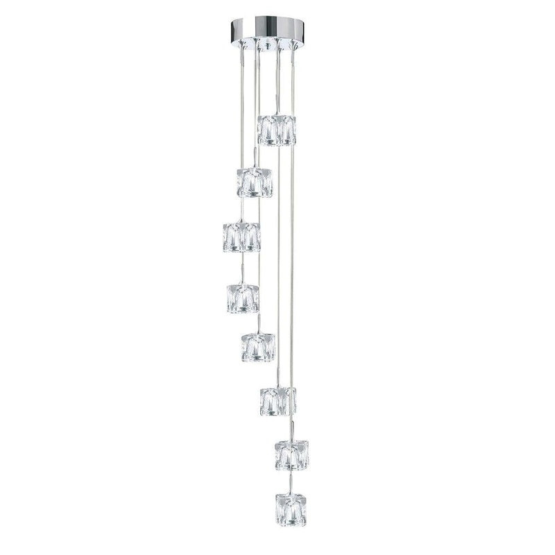 Ice Cube 8 Light LED Multi-Drop Chrome & Glass Pendant-Ceiling Pendant Lights-Searchlight Lighting-1-Tiffany Lighting Direct