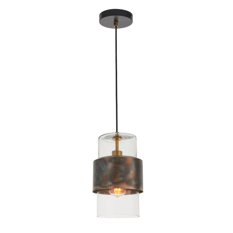 Vauxhall Modern Brass Patina Pendant - Clear Glass Shade-Ceiling Pendant Lights-Living Lights-8-Tiffany Lighting Direct