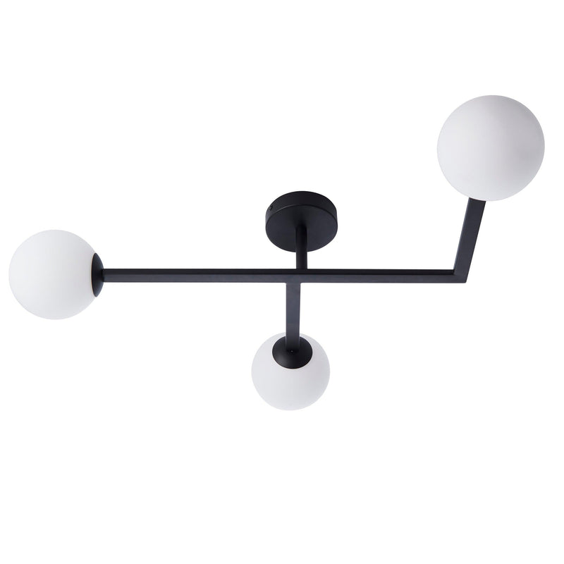 Prendle Black 3 Light Bathroom Semi-Flush - Opal Shades