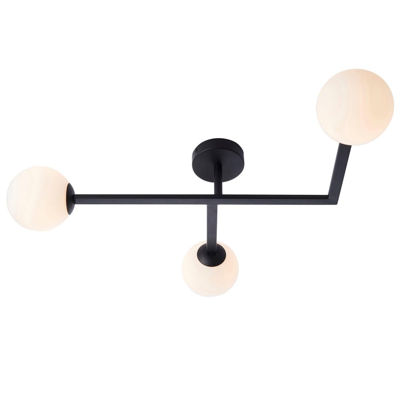 Prendle Black 3 Light Bathroom Semi-Flush - Opal Shades