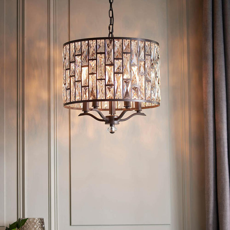 Endon Belle 5 Light Clear Glass Crystal Ceiling Pendant-Ceiling Pendant Lights-Endon Lighting-1-Tiffany Lighting Direct