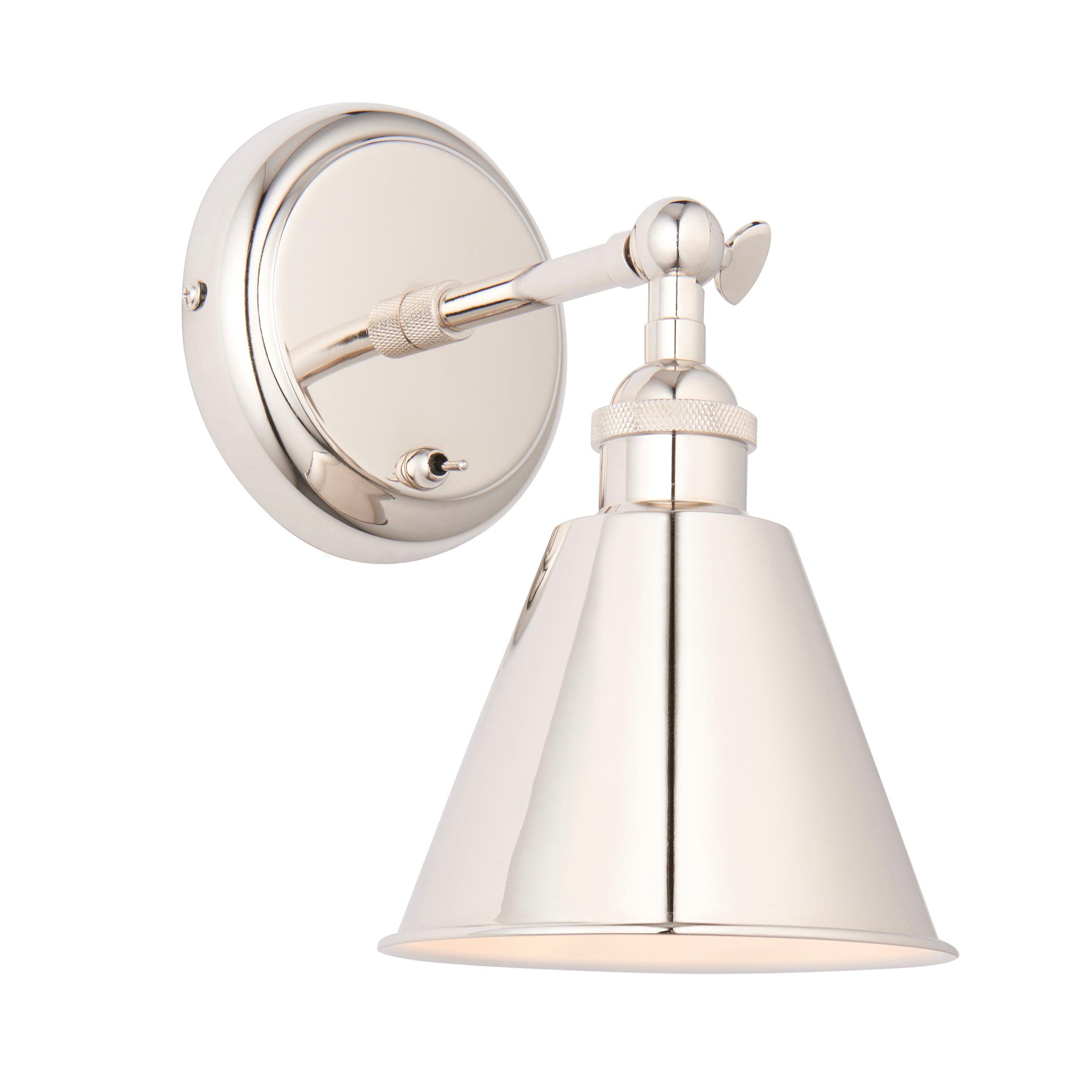 hal nickel wall light switched by Endon Lighting Living room close up image