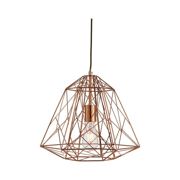 Geometric Cage 1 Light Copper Frame Pendant Searchlight-Ceiling Pendant Lights-Searchlight Lighting-1-Tiffany Lighting Direct