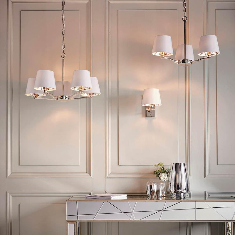 Endon Harvey 5 Light Polished Nickel Chandelier-Ceiling Pendant Lights-Endon Lighting-5-Tiffany Lighting Direct