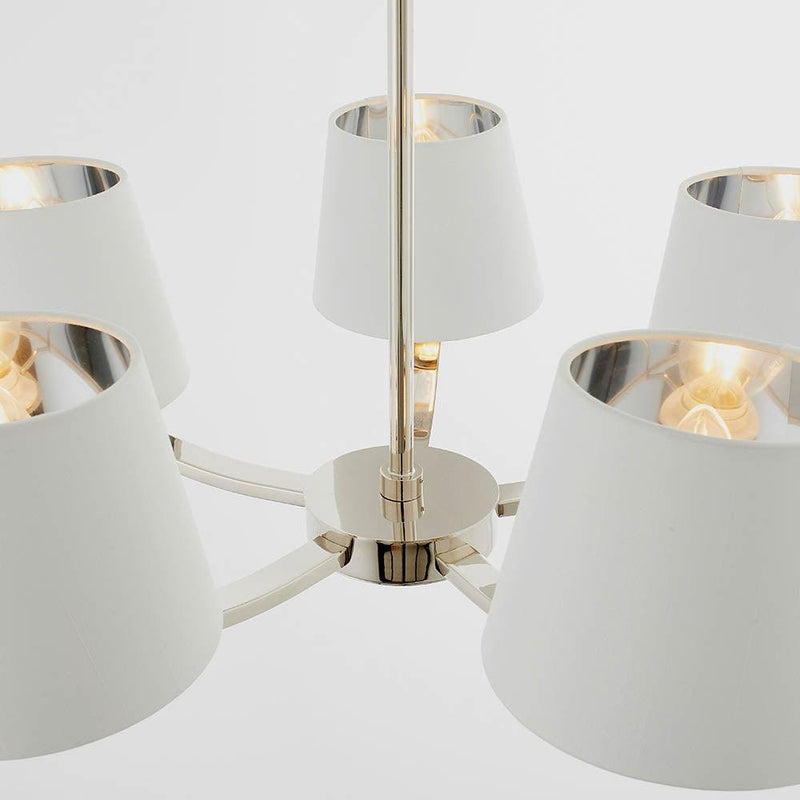 Endon Harvey 5 Light Polished Nickel Chandelier-Ceiling Pendant Lights-Endon Lighting-8-Tiffany Lighting Direct