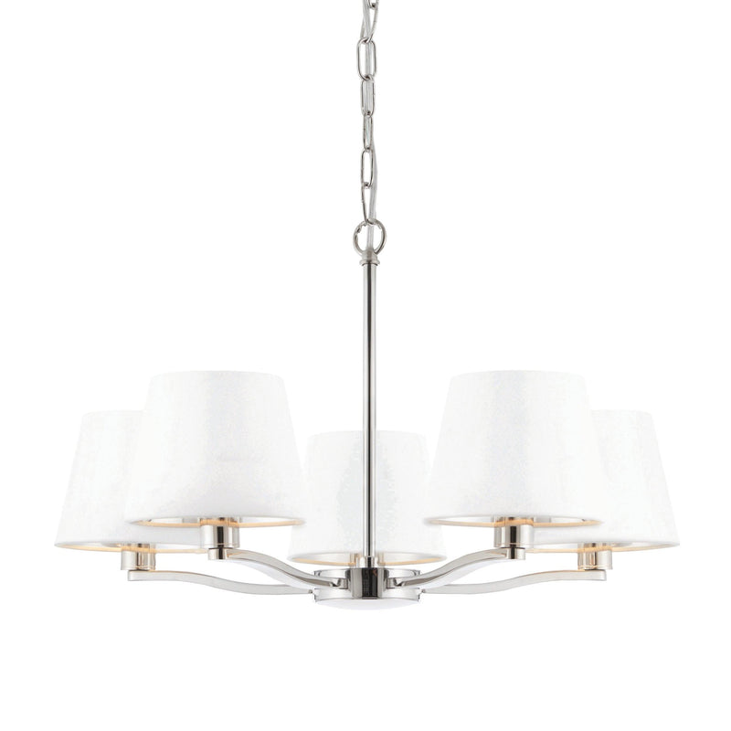 Endon Harvey 5 Light Polished Nickel Chandelier-Ceiling Pendant Lights-Endon Lighting-1-Tiffany Lighting Direct