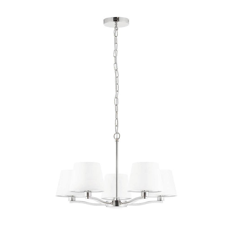 Endon Harvey 5 Light Polished Nickel Chandelier-Ceiling Pendant Lights-Endon Lighting-10-Tiffany Lighting Direct