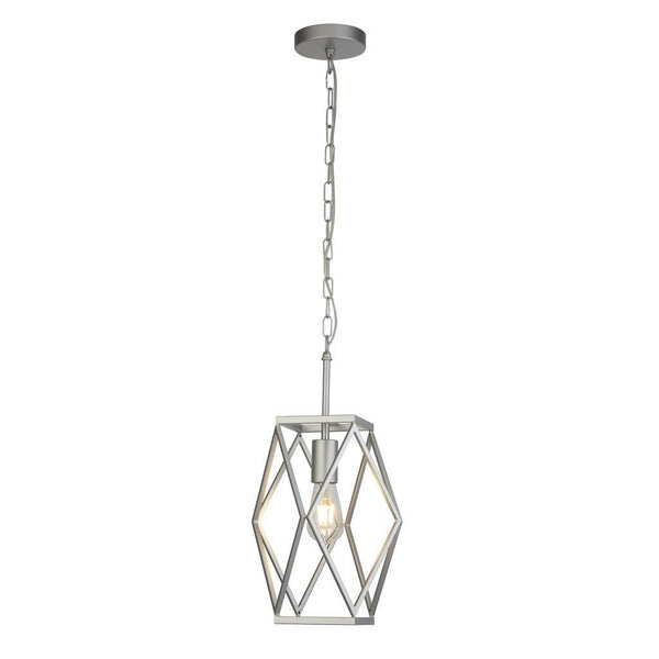 Chassis 1 Light Satin Silver Ceiling Pendant Searchlight-Ceiling Pendant Lights-Searchlight Lighting-1-Tiffany Lighting Direct