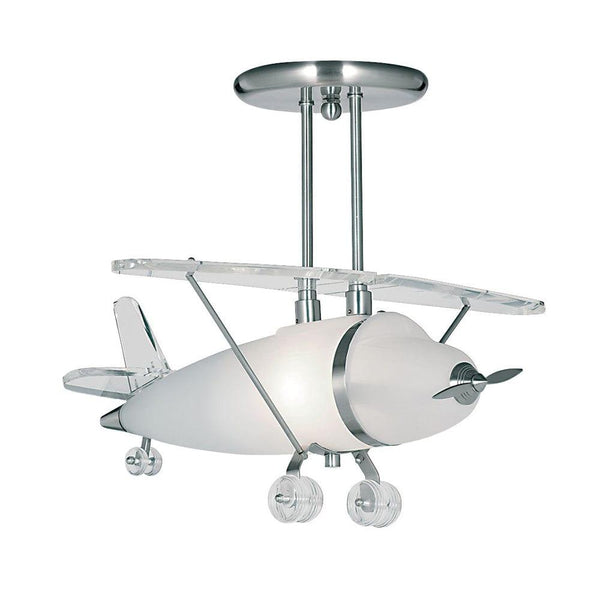 Searchlight Novelty Acrylic & Chrome Airplane Pendant Light-Ceiling Pendant Lights-Searchlight Lighting-1-Tiffany Lighting Direct