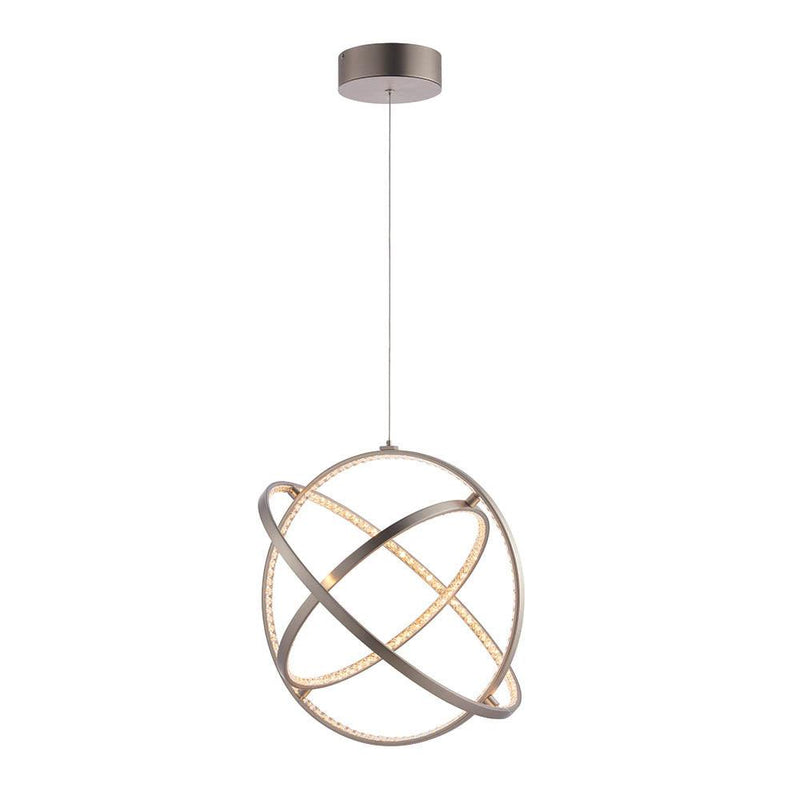 Endon Eternity 1 Light Nickel Ceiling Pendant - Medium-Ceiling Pendant Lights-Endon Lighting-8-Tiffany Lighting Direct