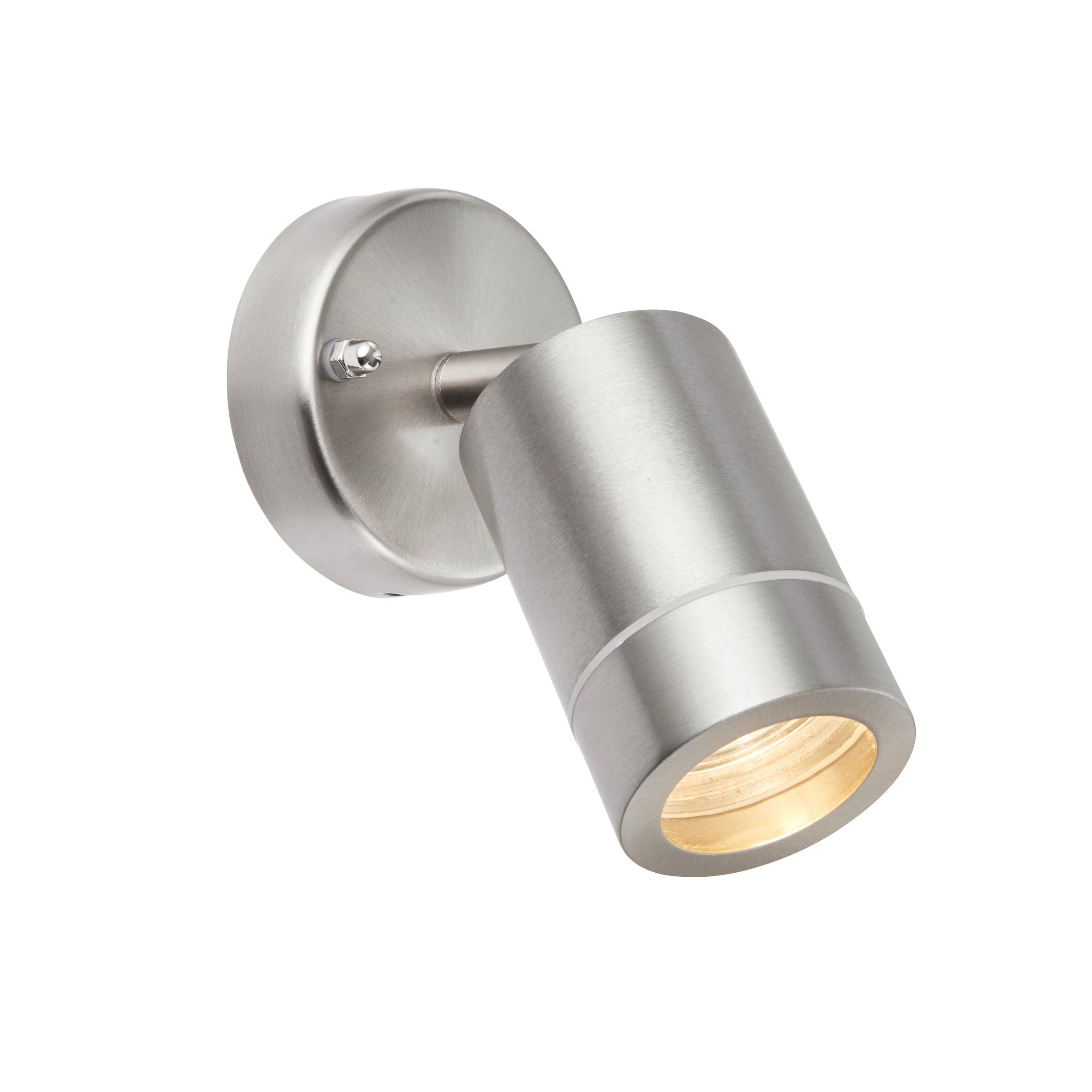 palin steel led outdoor spot wall light ip44 7wby saxby lighting