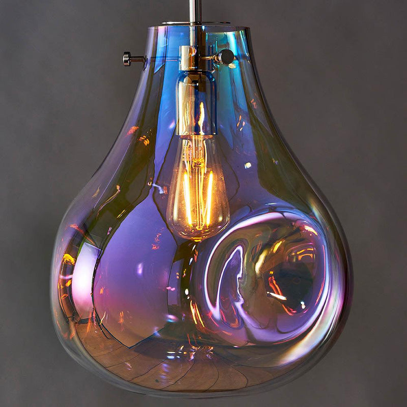 Lava 1 Light Reflective Iridescent Glass Pendant-Ceiling Pendant Lights-Endon Lighting-3-Tiffany Lighting Direct