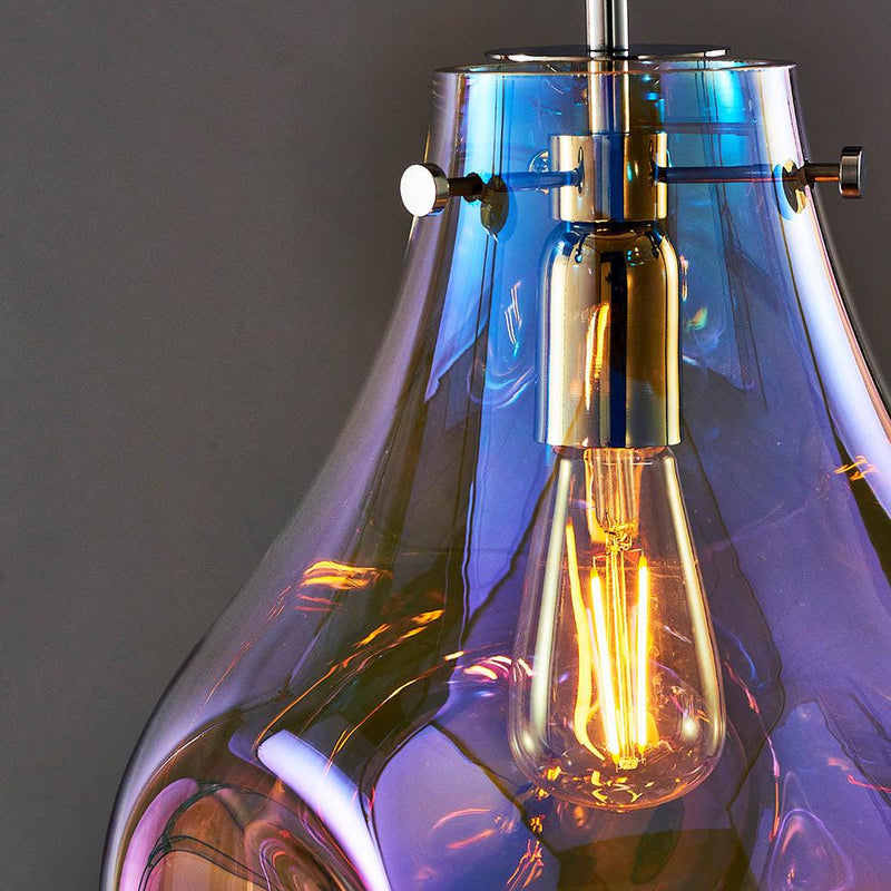 Lava 1 Light Reflective Iridescent Glass Pendant-Ceiling Pendant Lights-Endon Lighting-6-Tiffany Lighting Direct