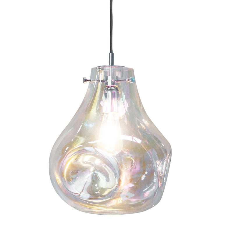 Lava 1 Light Reflective Iridescent Glass Pendant-Ceiling Pendant Lights-Endon Lighting-1-Tiffany Lighting Direct