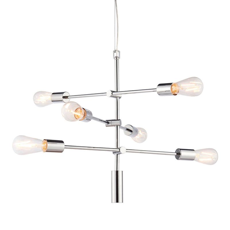 Endon Rubens 6 Light Polished Chrome Ceiling Pendant-Ceiling Pendant Lights-Endon Lighting-1-Tiffany Lighting Direct