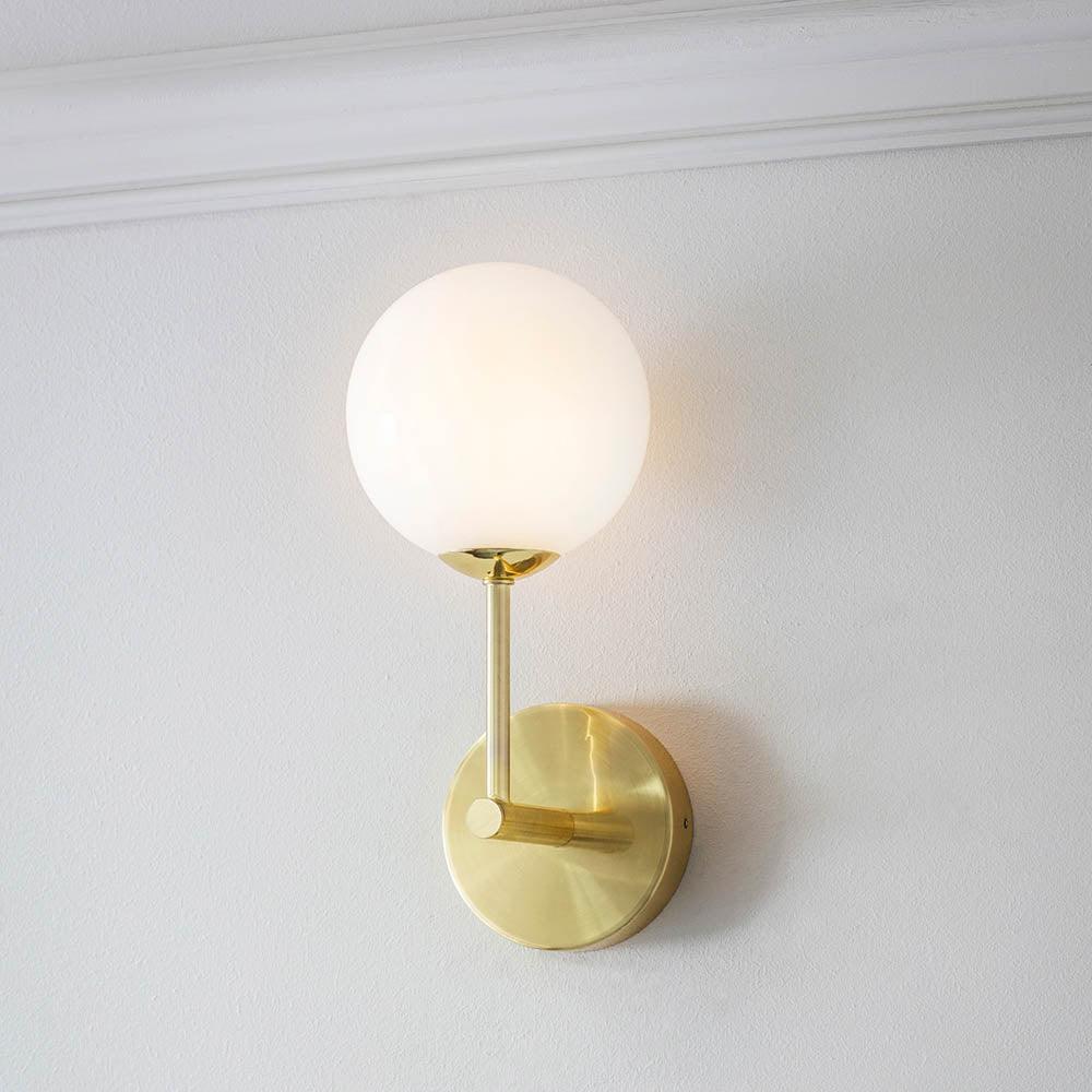 Otto Satin Brass Wall Light 75960,Endon Lighting, living room close up image