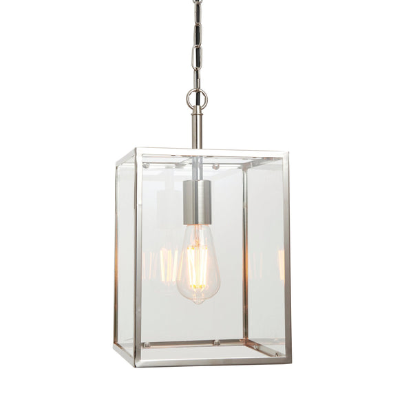 Endon Hadden 1 Light Nickel Pendant Ceiling Light-Ceiling Pendant Lights-Endon Lighting-1-Tiffany Lighting Direct