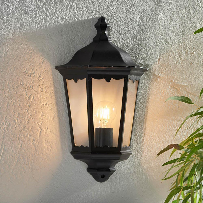 Endon Burford Black Half Outdoor Wall Light