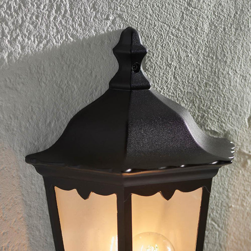 Endon Burford Black Half Outdoor Wall Light