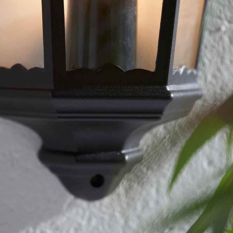 Endon Burford Black Half Outdoor Wall Light