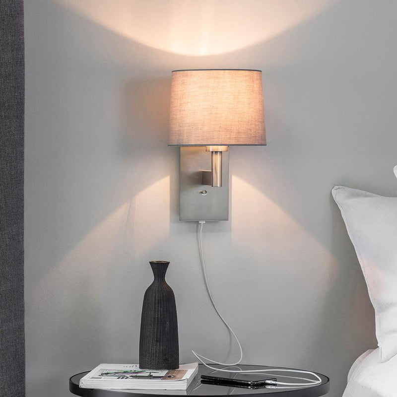 Endon Owen Nickel Finish USB Wall Light