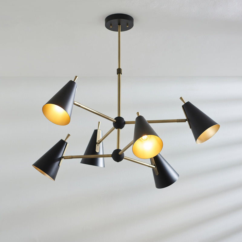 Harlesden Industrial 6 Light Black & Gold Modern Pendant-Ceiling Pendant Lights-Living Lights-2-Tiffany Lighting Direct