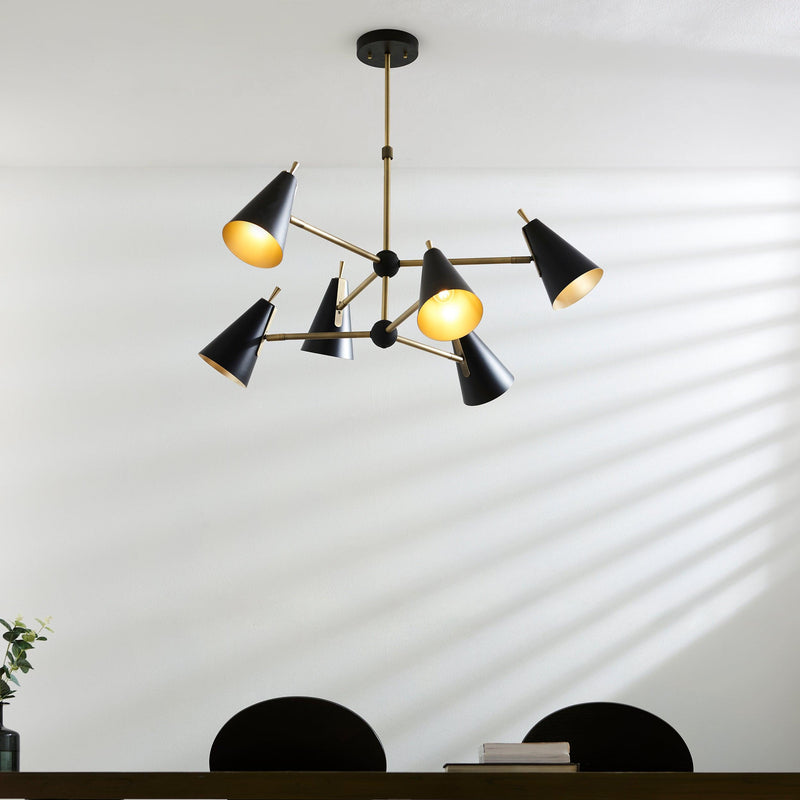 Harlesden Industrial 6 Light Black & Gold Modern Pendant-Ceiling Pendant Lights-Living Lights-3-Tiffany Lighting Direct