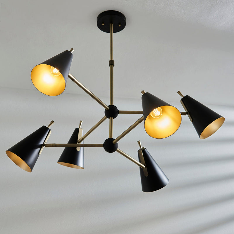 Harlesden Industrial 6 Light Black & Gold Modern Pendant-Ceiling Pendant Lights-Living Lights-5-Tiffany Lighting Direct